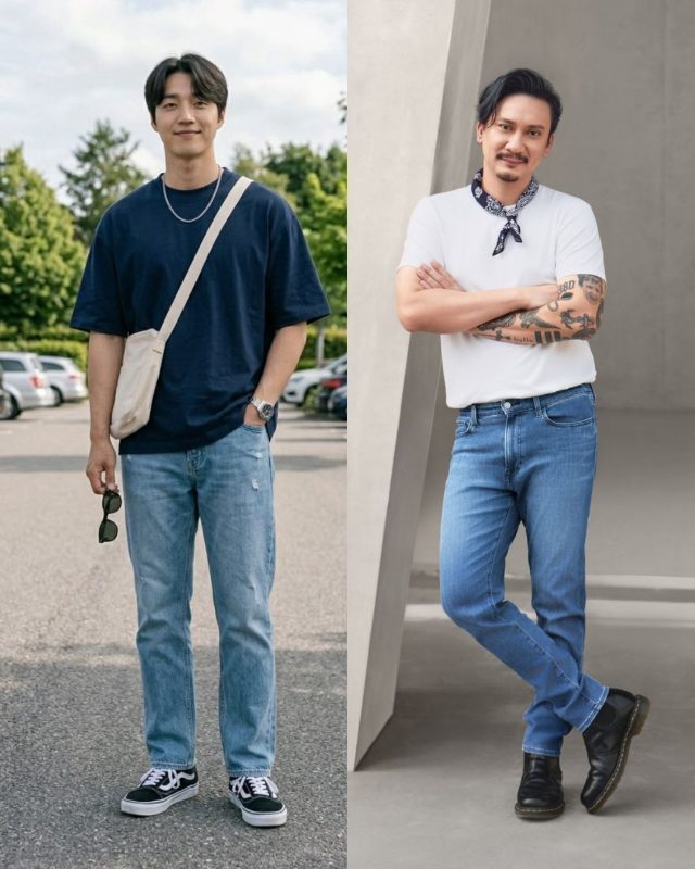 outfit denim pria keren